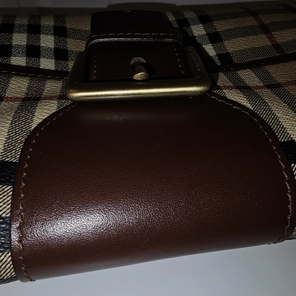 Burberry Shoulder Bag with Brown Leather Accents With COA and Branded Dustbag